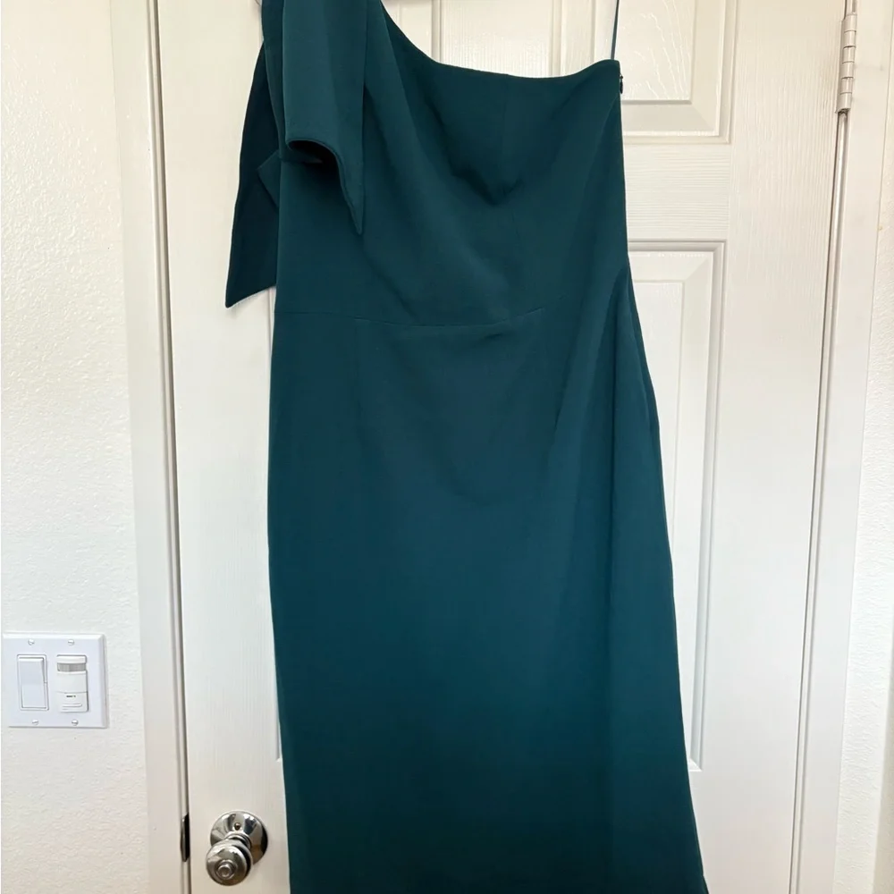 Dress the Population Tiffany One Shoulder midi dress pine green size xxl elegant - Picture 3 of 7